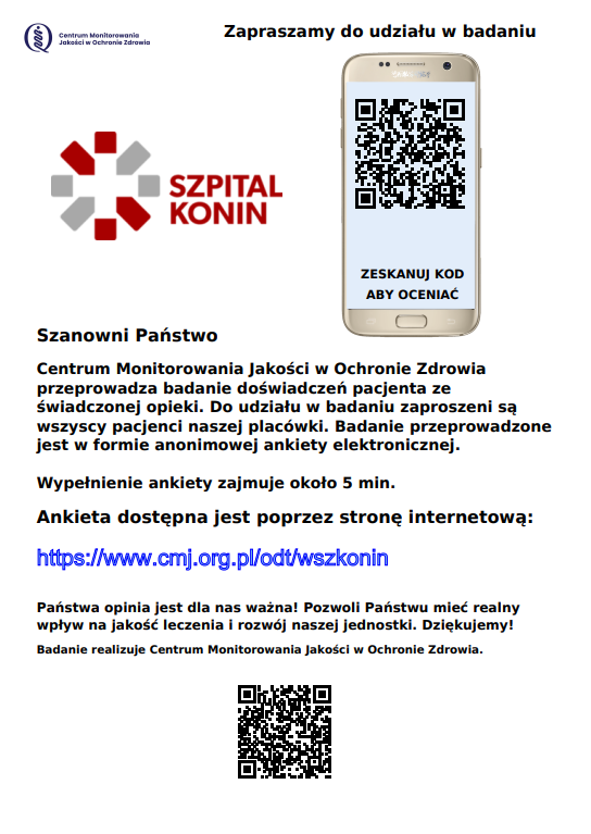 link w nowej karcie do badania doświadczeń pacjenta ze świadczonej opieki